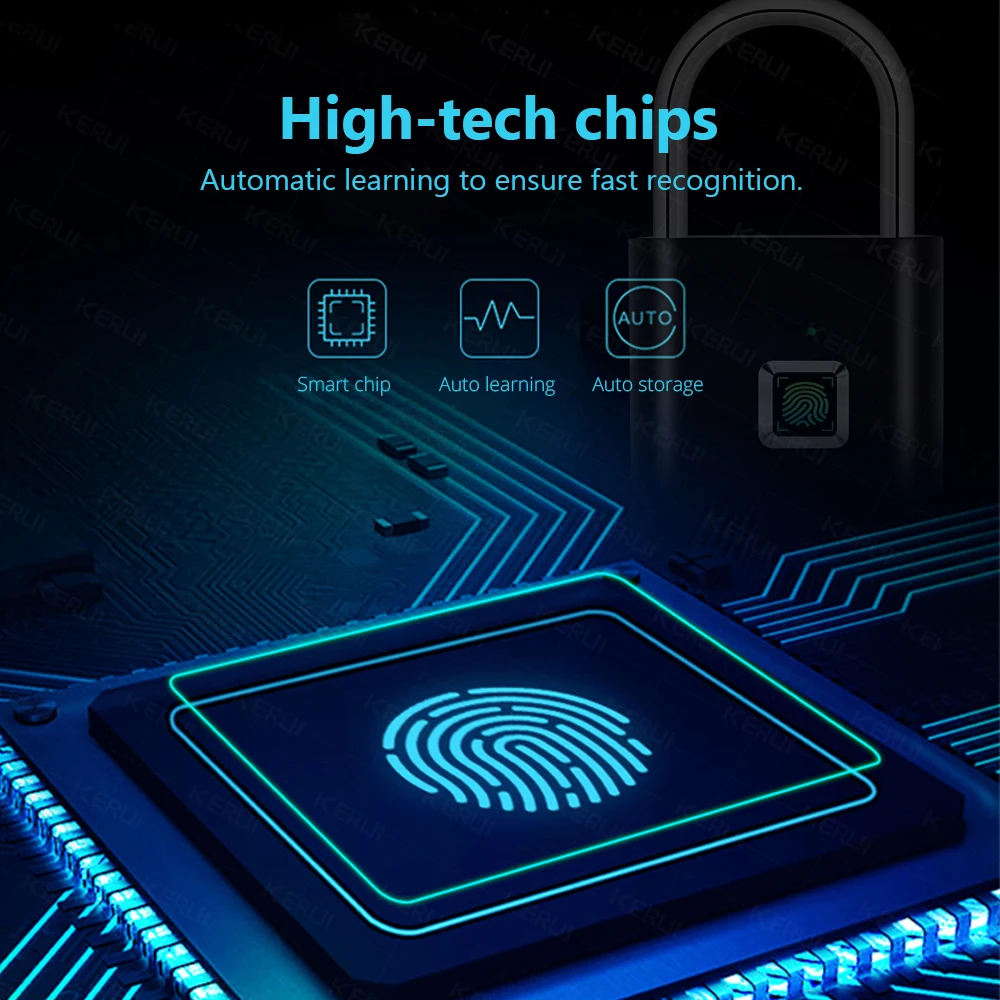 Smart Door Fingerprint Padlock USB Rechargeable Mini Size Finger Touch Lock - Image 6