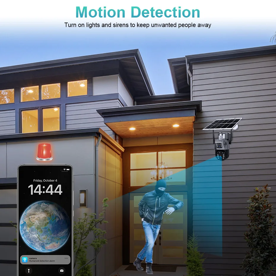 2K 4G SIM WIFI Solar Panel Dual Lens Camera Home Security CCTV Video Surveillance - Image 6