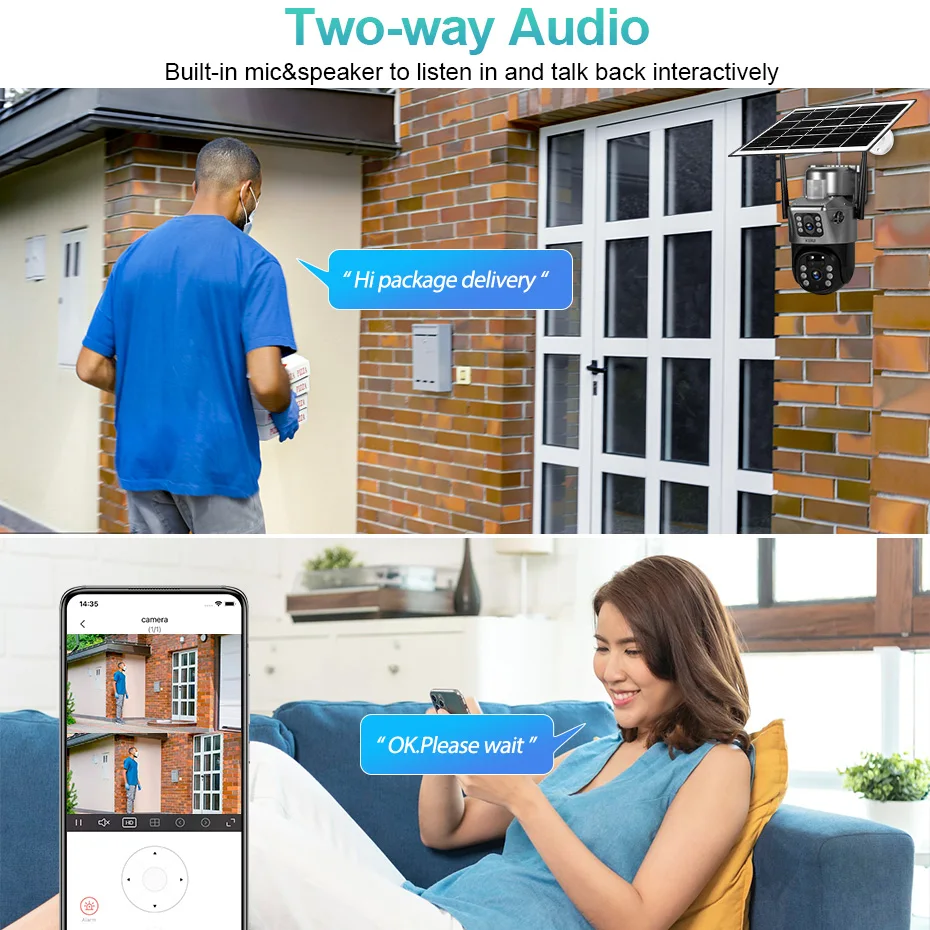 2K 4G SIM WIFI Solar Panel Dual Lens Camera Home Security CCTV Video Surveillance - Image 3