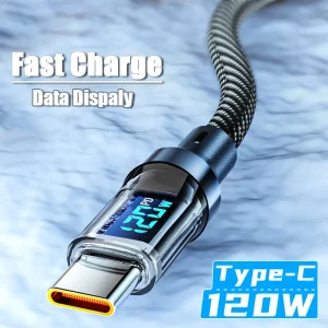 Newest 120W USB to Type C Digital Display Cable Fast Charging 100W PD Type C